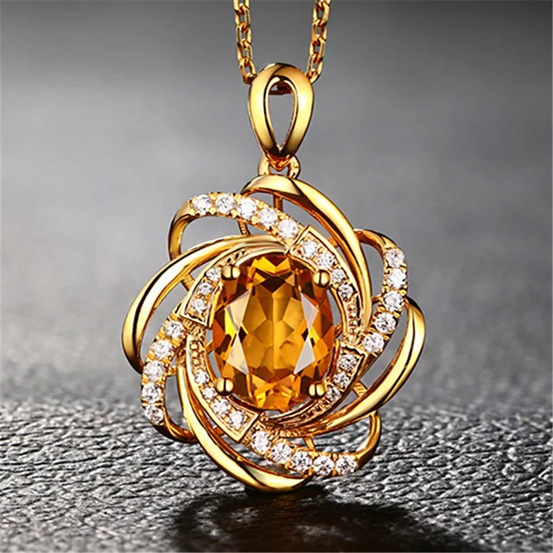 Royal Aurelia – 18K Gold & 2 Carat Topaz Pendant Necklace