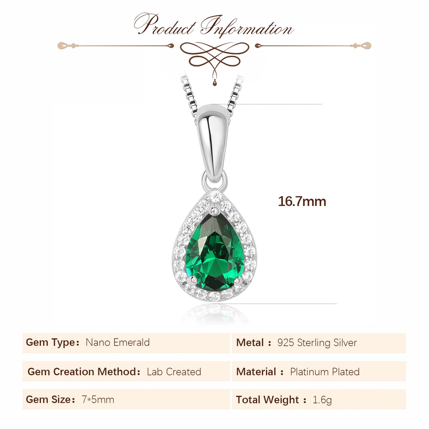 VERDANT GRACE - Simulated Nano Emerald Solitaire Necklace