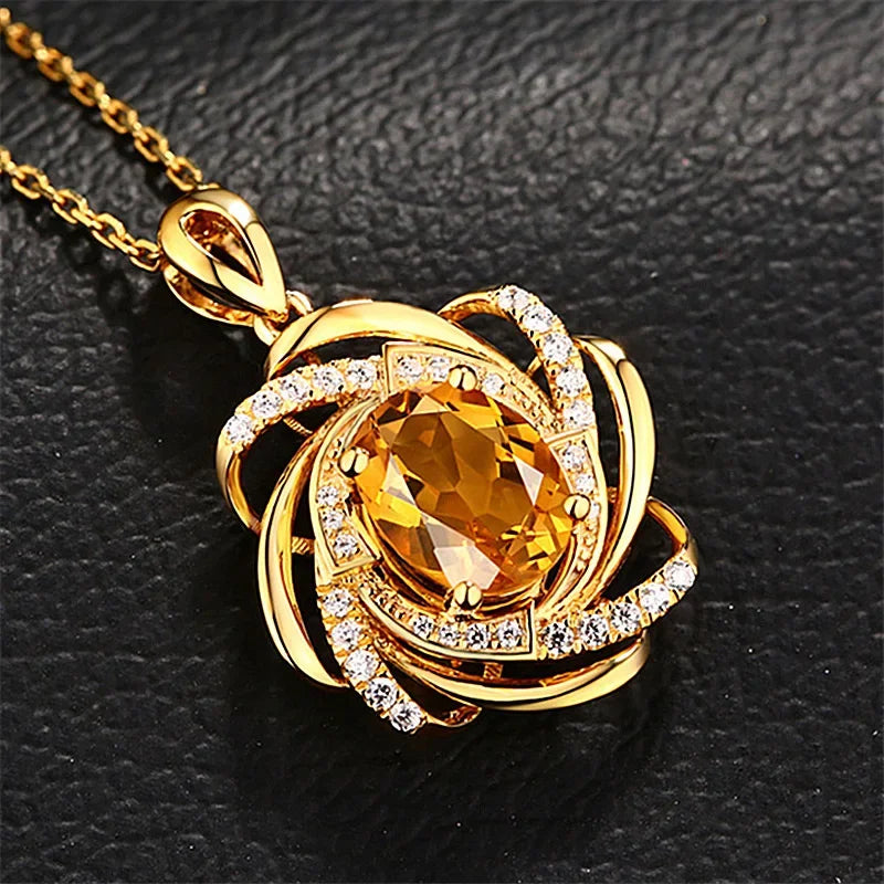 Royal Aurelia – 18K Gold & 2 Carat Topaz Pendant Necklace