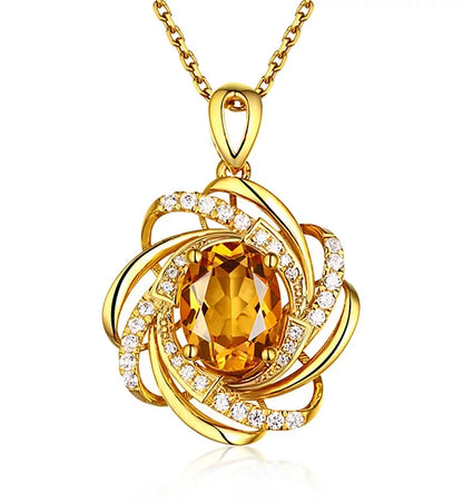Royal Aurelia – 18K Gold & 2 Carat Topaz Pendant Necklace