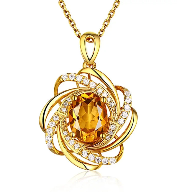 Royal Aurelia – 18K Gold & 2 Carat Topaz Pendant Necklace