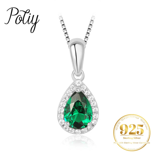 VERDANT GRACE - Simulated Nano Emerald Solitaire Necklace