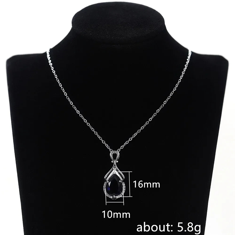 Perla Azzurra - Blue Pear Zirconia Solitaire Pendant