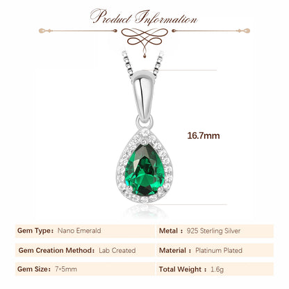 VERDANT GRACE - Simulated Nano Emerald Solitaire Necklace