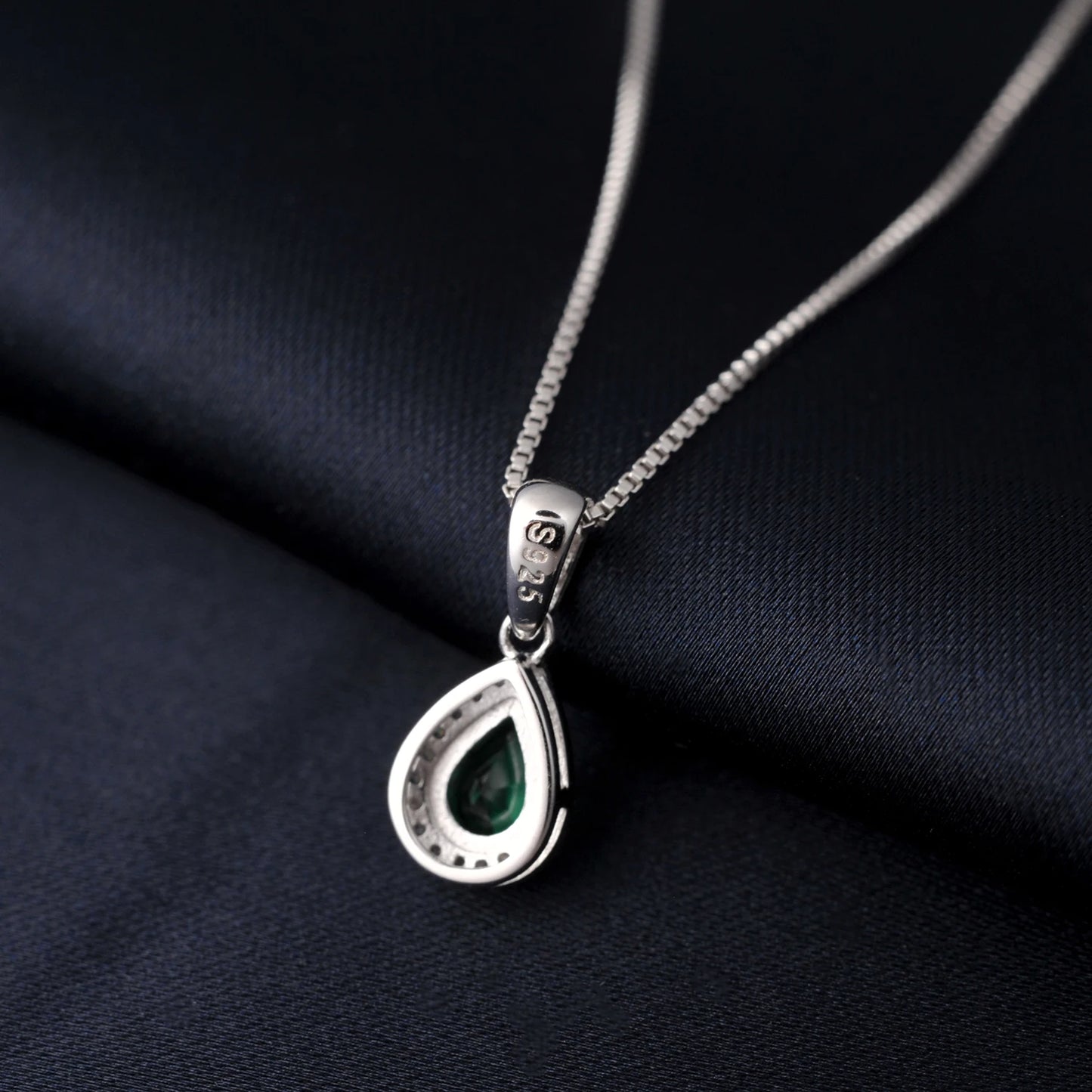 VERDANT GRACE - Simulated Nano Emerald Solitaire Necklace